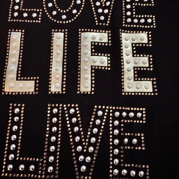 Tricotto “Love Life Live” Embellished Black T-Shirt – New - Picture 2 of 6